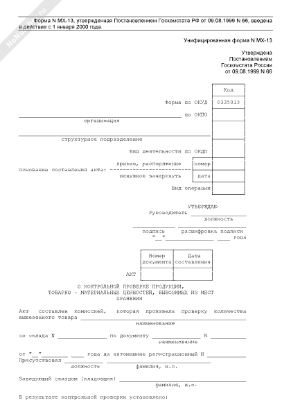 Акт ревизии тмц образец