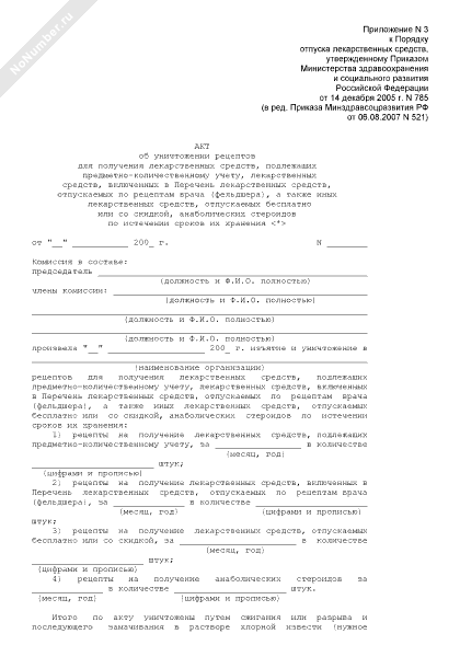 Акт списания медикаментов образец