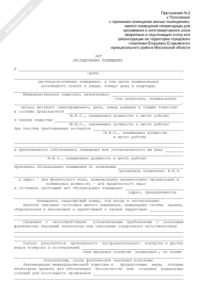 Осмотр помещения магазина образец