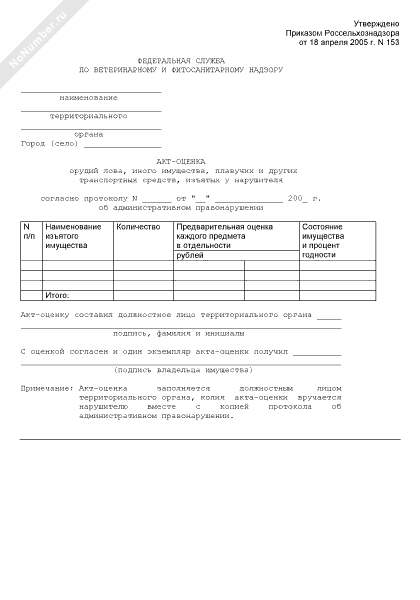 Акт оценки стоимости имущества образец