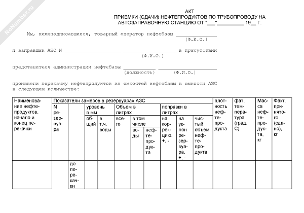 Образец акт снятия остатков топлива в баках автомобилей