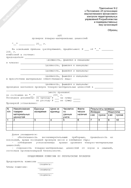 Образец акт о ревизии в магазине образец