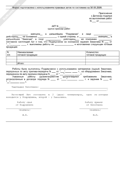 Образец акта по договору гпх с физическим лицом