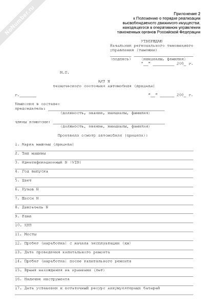 Акт о техническом состоянии транспортного средства образец