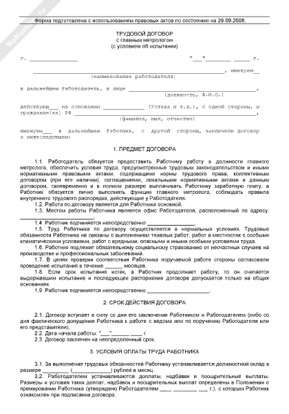 Трудовой договор продавцом с испытательным сроком образец для ип с продавцом