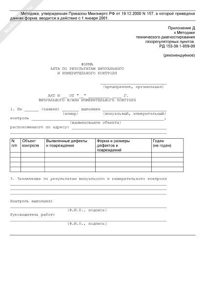 Образец акт визуального и измерительного контроля образец