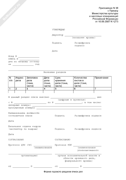 Список фондов образец заполненный