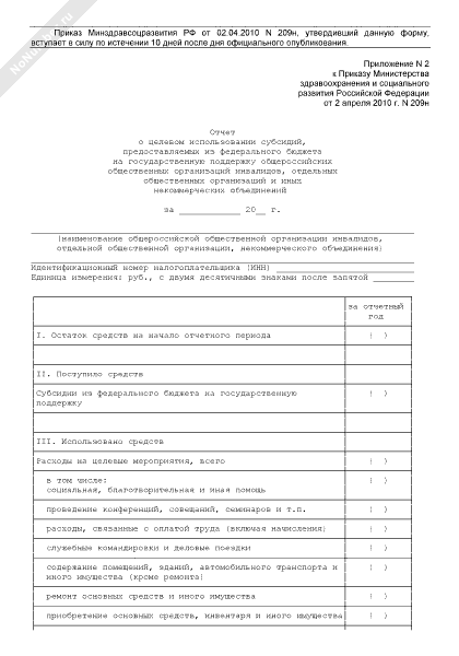 Отчет о целевом использовании денежных средств образец