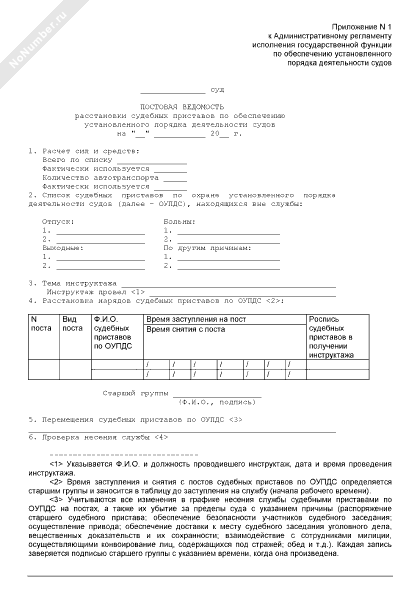 Постовая ведомость чоп образец