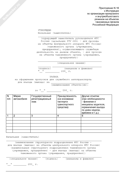 Заявка на въезд автотранспорта на территорию образец