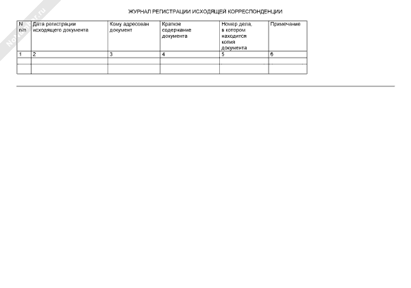 журнал регистрации исходящей корреспонденции образец заполнения