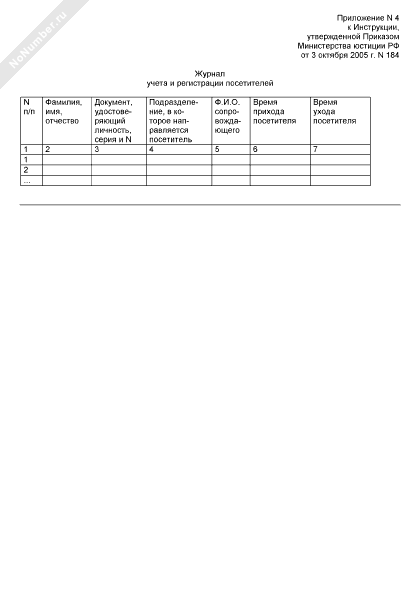 журнал учета допуска посетителей образец