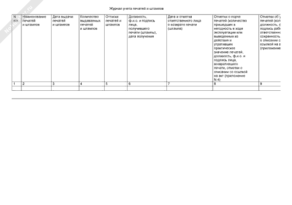 Как заполнять журнал учета печатей и штампов образец