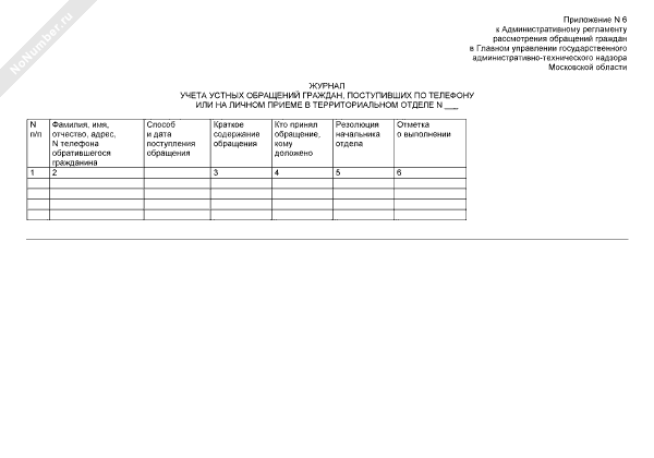 Журнал устных обращений граждан образец