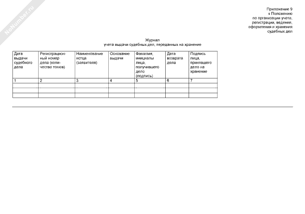 Журнал учета выдачи судебных дел, переданных на хранение в таможенный орган (2022, рекомендуемый образец заполнения)